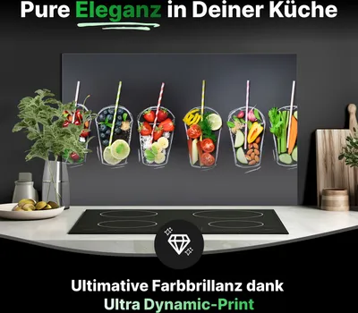 Produktbild von Spritzschutz Küchenrückwand Glas 60 x 60 cm Frische Smoothie Zutaten auf Schwarz - RUECKWAND24