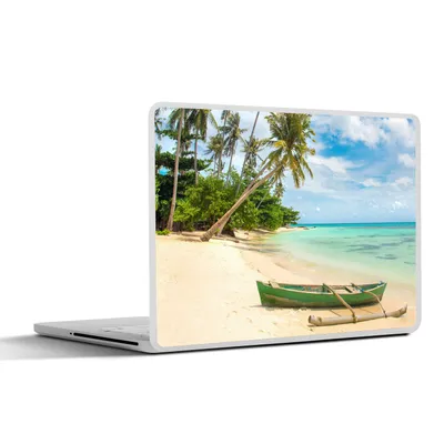 Produktbild von MuchoWow® Laptop Aufkleber Sticker Cover Strand - Kanu - Palme - Tropisch 30x22 cm - Laptop-Sticker