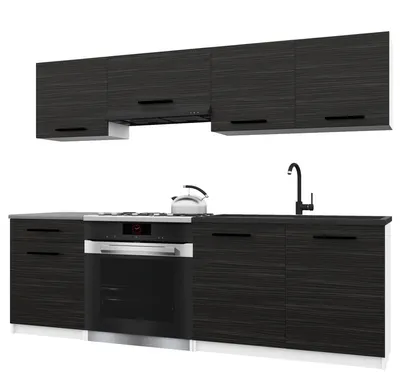 Immagine prodotto di Belini - Angolo cottura moderno ITALIA 1 - Mobili da cucina 180 cm in ebano - Cucina componibile con pensili, mobili base e piani di lavoro
