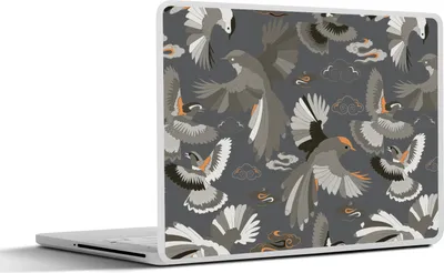 Produktbild von MuchoWow® Laptop Aufkleber Sticker Cover Vogel - Muster - Wolken 32.5x23.5 cm - Sticker für Laptop - Selbstklebend