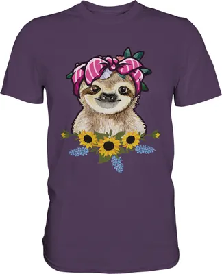 Produktbild von Faultier Sonnenblumen T-Shirt Gärtner Geschenk Garten Motiv – Urban Purple / 3XL