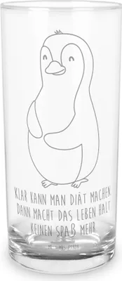 Produktbild von Mr. & Mrs. Panda Glas Pinguin Diät 400 ml - Transparent - Geschenk, Abnehmen, Motivation, Cocktailglas, glücklich, Wasserglas, Longdrinkglas, Tumbler, Selbstliebe