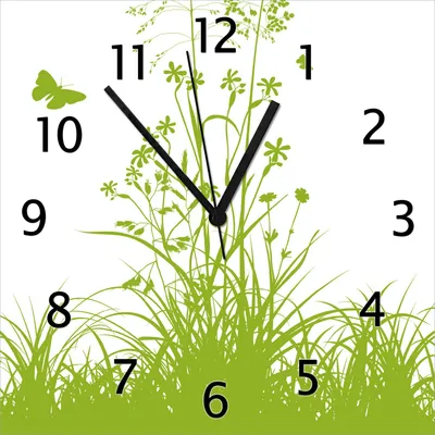 Produktbild von Wallario Design Wanduhr Grüne Sommerwiese aus Echtglas, Größe 30 x 30 cm