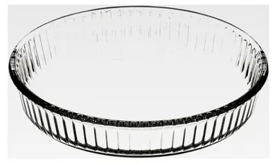 Produktbild von Tarteform rund 26 cm aus hitzebeständigem Glas mit geriffeltem Rand