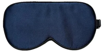 Image de Masque de sommeil, 100% soie de mûrier, bandeau réglable, bleu marine
