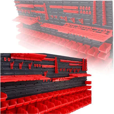 Produktbild von KRAFT&DELE | Werkzeugwand mit Stapelboxen, 170x78cm, Lagersystem Wandregal für Garage Werkstatt Werkzeughaltern, mit Lochwand, Lagerregal, Schüttenregal, Garage Ordnungssystem