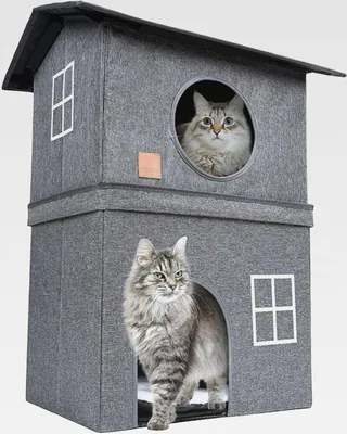 Produktbild von Katzenhäuser,Haus für Katzen - 2-lagiges, faltbares Winterhaus für Haustiere für den Innenbereich - Katzenbetten, halbgeschlossenes Haustierhaus, Kaltwetterhaus mit Tür für kleine, mittelgroße und