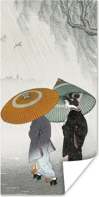 Produktbild von MuchoWow® Poster Frauen - Kimono - Sonnenschirm - Japan - Vintage 40x80 cm - Dekoration
