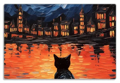Produktbild von Wallario Frühstücksbrettchen aus Glas 20 x 30 cm mit rutschfesten Füßen, Motiv Blick eines Nachtwächters