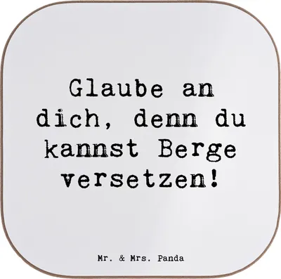 Produktbild von Mr. & Mrs. Panda Tassenuntersetzer Spruch Selbstvertrauen stärken - Weiß - Geschenk, Vertrauen, Ermutigung, Tischuntersetzer, Trost, Untersetzer Glas, für Gläser, Coaster
