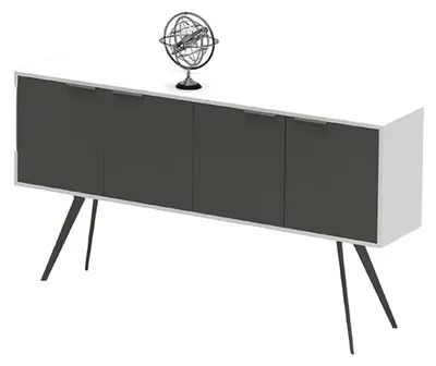 Produktbild von Sideboard Aktenregal Büro Kommode Büroschrank Arbeitszimmer Weiß Grau