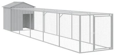 Produktbild von vidaXL Hühnerkäfig mit Auslauf Hellgrau 117x609x123 cm Stahl Verzinkt