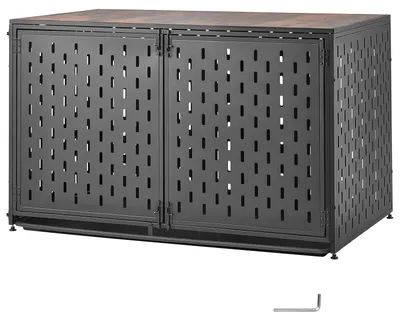 Image de SucceBuy, cage pour chien, dimensions 1225 x 730 x 750 mm, cage d'intérieur stable avec un design en acier décoratif, 3 portes, bac amovible et serrures de sécurité, couleur noire