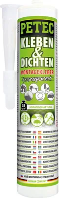 Produktbild von Petec Montagekleber Kleben + Dichten Kartusche transparent 290ml 94929