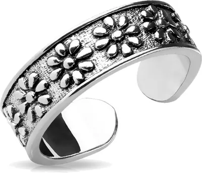 Produktbild von viva-adorno Ring Zehenring Mittelring Midi Damenring verstellbar Fusschmuck Messing rhodiniert silber Blumen Z532