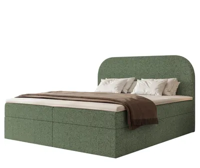 Produktbild von Boxspringbett FUZZI 180x200 Bettkasten Bonellmatratze Grün Webstoff
