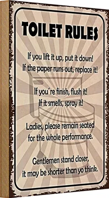 Produktbild von Holzschild Spruch 20x30cm toilet rules if you lift it up