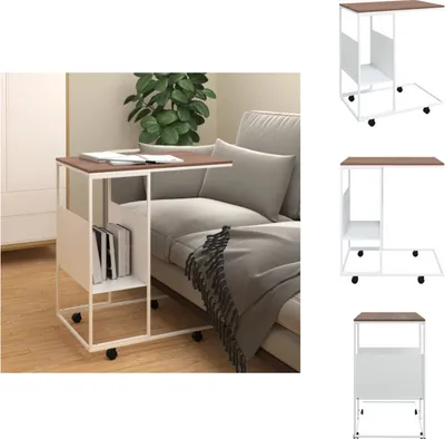 Produktbild von vidaXL Beistelltisch mit Rollen Weiß 55x36x63,5 cm Holzwerkstoff -  Couchtische