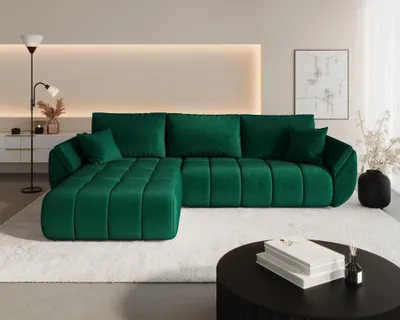 Produktbild von Ecksofa Schlafsofa MISATO Stoff Monolith Grün Ottomane Links