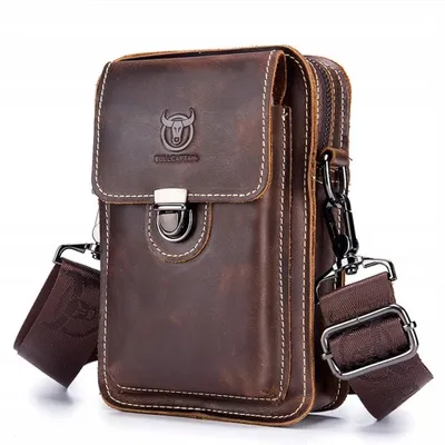 Produktbild von Herrenhandtasche - Vintage-Hüfttasche aus echtem Leder - 3-in-1 - Umhängetasche - Diebstahlschutz - Handytasche