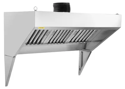 Imagen del producto de Campana extractora industrial VEVOR, campana extractora para food trucks de 4 pies, campana de acero inoxidable 201 para carros de venta con 2 filtros de malla en forma de U extraíbles, campana con ventilador resistente a la corrosión para cocinas y restaurantes, de 6 pies