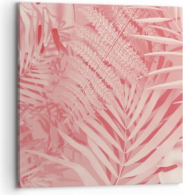 Produktbild von Bild auf Leinwand - Leinwandbild - Einteilig - Rosa Blätter Palmen - 70x70cm - Wand Bild - Wanddeko - Wandbilder - Leinwanddruck - Bilder - Wanddekoration - Leinwand bilder - Wandbild - AC70x70-4745