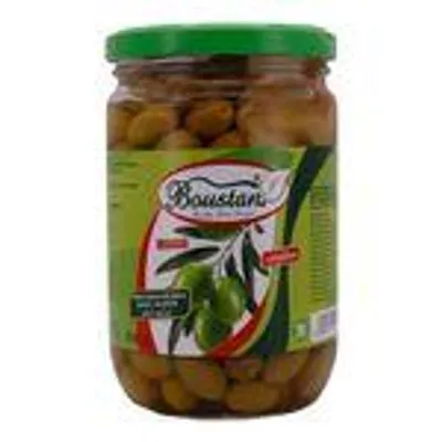 Boustan Grüne Oliven mit Kern, 600 g – In Salzlake, hochwertige Qualität aus dem Libanon