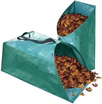 Produktbild von Gartenabfälle-Eimer 200L x 2, recycelbarer Blattabstreifer, robuste Gartensacke, Blattabfälle-Eimer mit Griffen