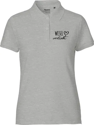 Produktbild von Huuraa Damen Polo Shirt Wesel verliebt XL Sport Grey Bio Baumwolle Fairtrade Poloshirt Geschenkidee
