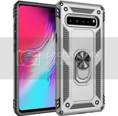 Produktbild von LaimTop Galaxy S10 5G Hülle, Hybrid Robuste Rüstung Drehbarer Ring Halter Ständer Dual Layer Hard PC + TPU Stoßfest Schutzhülle für Samsung Galaxy S10 5G Silber
