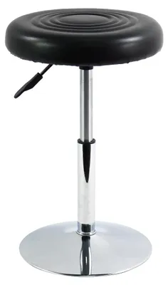 Runder Kunstleder-Hocker, höhenverstellbar, drehbar, schwarz