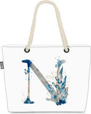 Produktbild von VOID N Buchstaben Schrift Namen Strandtasche Shopper 58x38x16cm 23L XXL Einkaufstasche Tasche Reisetasche Beach Bag
