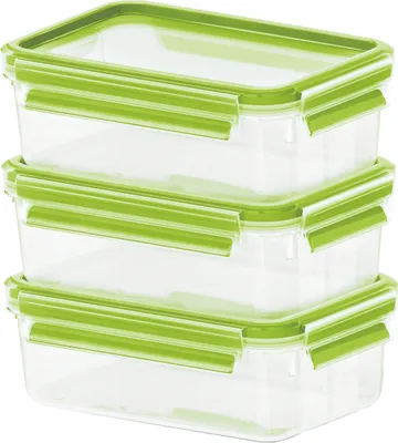 Produktbild von Emsa Clip&Close Frischhaltedosen 3er-Set 0,55 l, Grün
