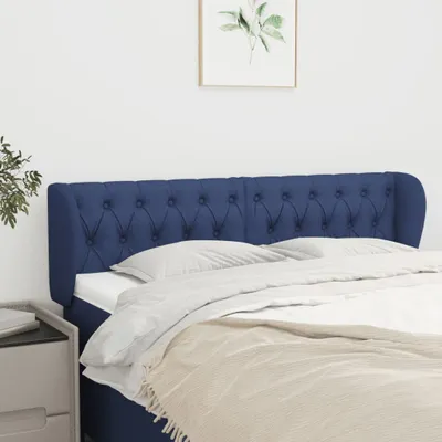 Produktbild von vidaXL Kopfteil mit Ohren Blau 163x23x78/88 cm Stoff - Kopfteil - Kopfteile - Bett-Kopfteil - Bettkopfteil