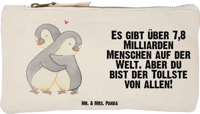 Produktbild von Mr. & Mrs. Panda Stifteetui Pinguine Kuscheln Größe S Klein - Weiß - Geschenk, Federmappe, Schlampermäppchen, Schminktasche, Jahrestag, für Freundin, Frauen, Etui