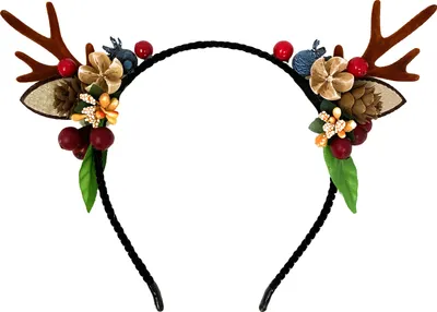 Produktbild von Oblique Unique Haarreifen Hirsch Reh Rentier Geweih Haarreif mit Deko für Weihnachten Fasching Karneval Party braun