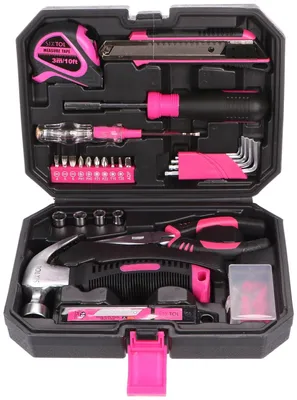 Produktbild von Kompaktes Werkzeugset mit 66 Teilen in Rosa