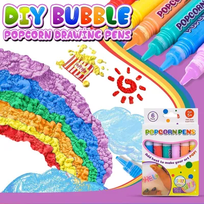 Imagen del producto de 12 rotuladores con efecto burbuja, de colores variados, paquete de 12 unidades, para niños, ideales para manualidades