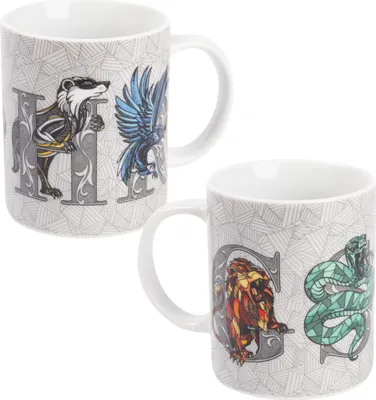 Produktbild von Harry Potter Tasse - 4 Häuser Kaffeetasse Becher Kaffeebecher aus Porzellan Weiß 320 ml