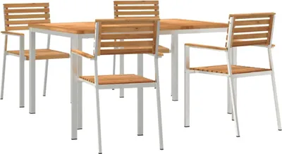 Produktbild von "WINTER SALE" Garten Essgruppe - elegantes Design - Sitzgruppe/Tisch+ Stuhl - 5 pcs Braun Massivholz Teak - Terassenmöbel NeuMöbel208524