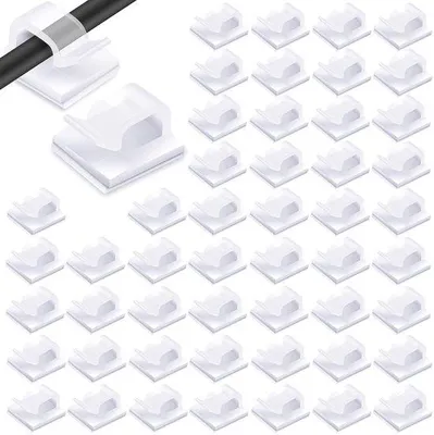 Productafbeelding van Famanu zelfklevende kabelhouders - 60 stuks - transparant - mini kabelclips voor buiten