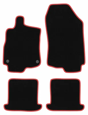 Produktbild von Velours-Fußmatten für Renault Megane III 2008-2015 (Cabrio) – 4-tlg, Schwarz/Rot, passgenau – Wielganizator CARLUX