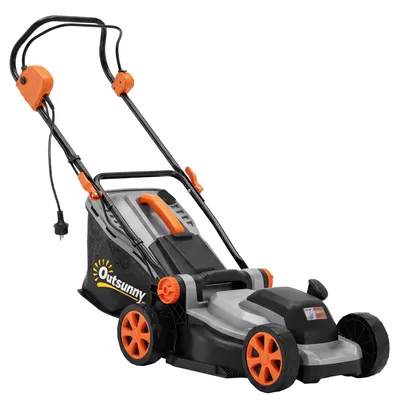 Productafbeelding van Outsunny Elektrische grasmaaier, 1200 W, met een maaibreedte van 34 cm en een opvangbak van 35 liter