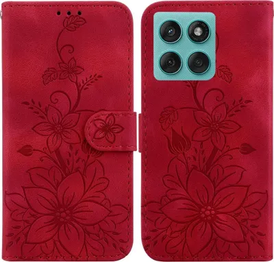 Produktbild von Motorola Edge 60 / 60 Fusion Hülle - Coverup Blumen Klapphülle - Rot