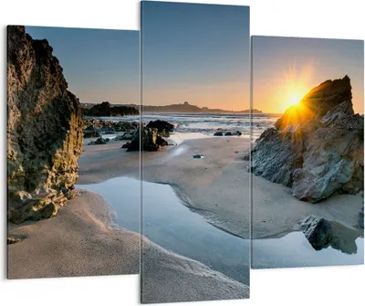 Produktbild von Bild auf Leinwand - Leinwandbild - Landschaft britisch Ufer Küste - 130x100cm - Wand Bild - Wanddeko - Leinwanddruck - Bilder - Kunstdruck - Leinwand bilder - Wandkunst - CB130x100-3174