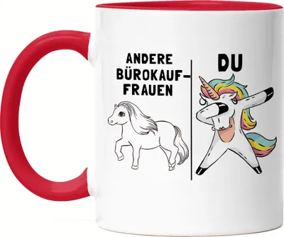 Produktbild von Andere Bürokauffrauen Du Tasse Rot  Pferd Einhorn Humor Lustig Unicorn Geschenk Apotheke