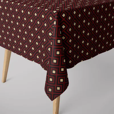 Produktbild von SCHÖNER LEBEN. Tischdecke Art Deco Rauten Retro rot schwarz gold Größe 110x110cm