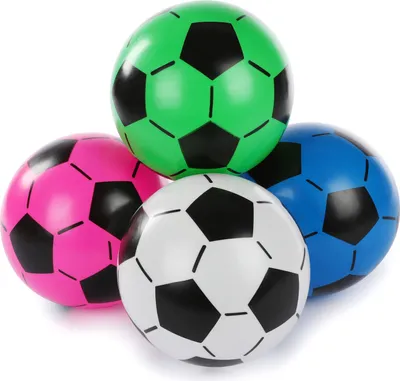 Produktbild von CEJAMA Aufblasbarer Kinder Fußball 4er Pack - PVC Strandball in 4 Farben 20 cm