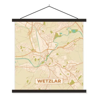 Produktbild von MuchoWow® Textilposter Wetzlar - Karte - Vintage - Stadtplan 90x90 cm mit schwarzem Rahmen - Magnetisches