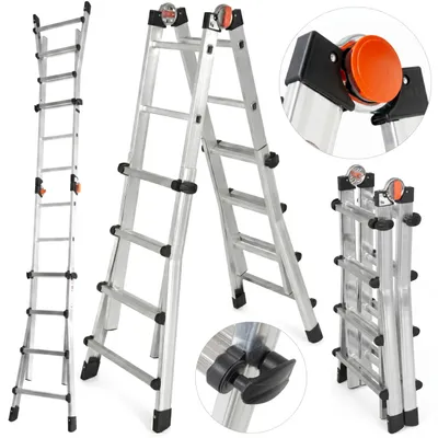 Zdjęcie produktu dla Drabina aluminiowa teleskopowa 5,2m GIERRE 4x5 na schody przegubowa 150 kg